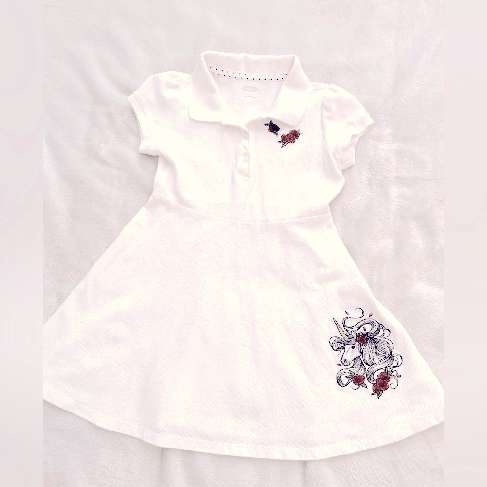 Old Navy polo-style dress with embroidered flared skirt